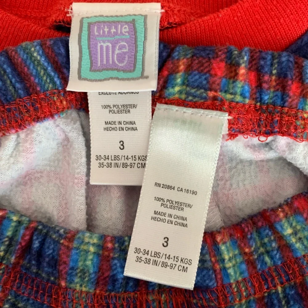 VTG Little Me Truck Pajamas Boys 3 Red Blue Fleece Set Top Pants Long Sleeve